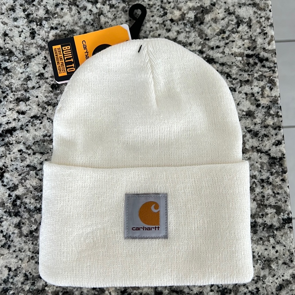 Brand new, never worn white Carhartt winter hat